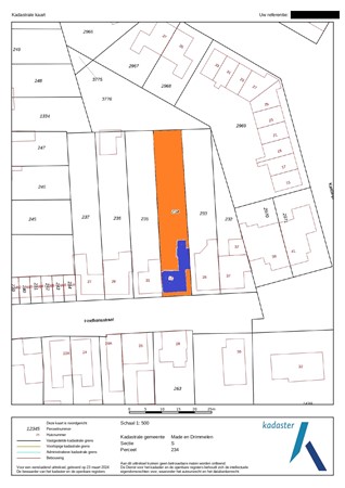 Plattegrond - Hoefkensstraat 33, 4921 CH Made - Hoefkensstraat 33 Made (1) kadastralekaart gekleurd.jpg